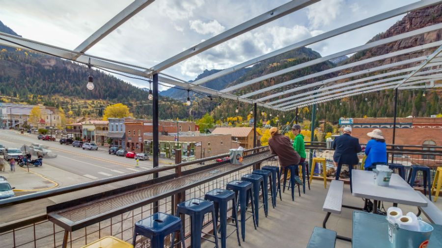 Dining on the roof at Ouray Brewery